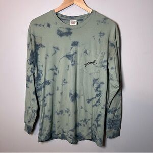 PINK by Victoria’s Secret Tie Dye Shirt Women’s XS Green Blue Long Sleeve